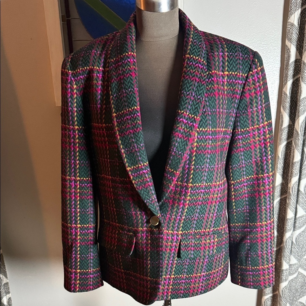 Pendleton Vintage 80s Plaid Wool Blazer